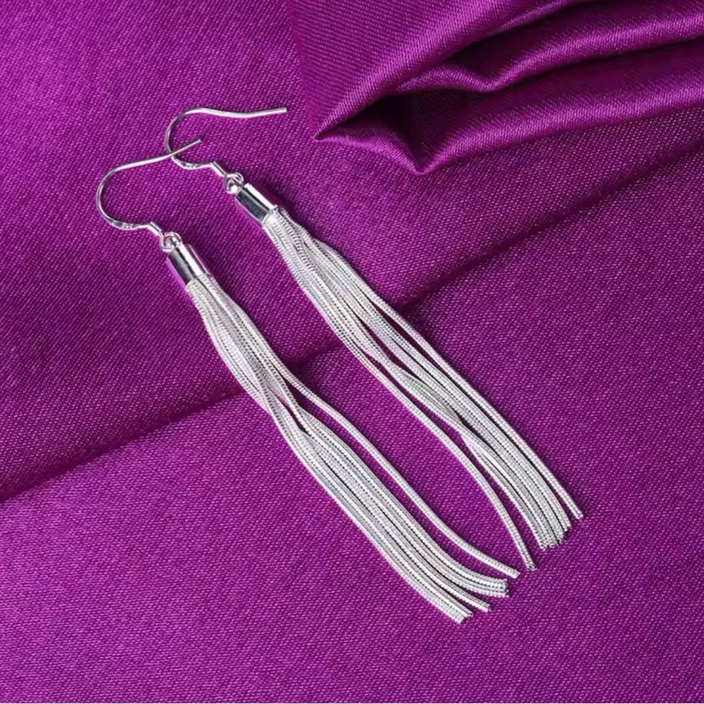Silver plated Chain Tassels Earrings